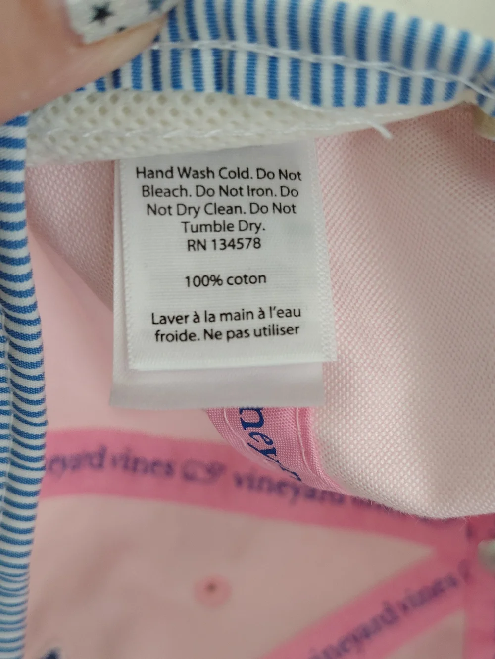Vineyard Vines Pink Cotton Women's Ball Cap With Blue Gingham Whale